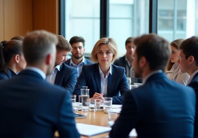 Professionals attending a high-level financial seminar