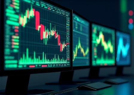 Stock market trading screens and financial analysis