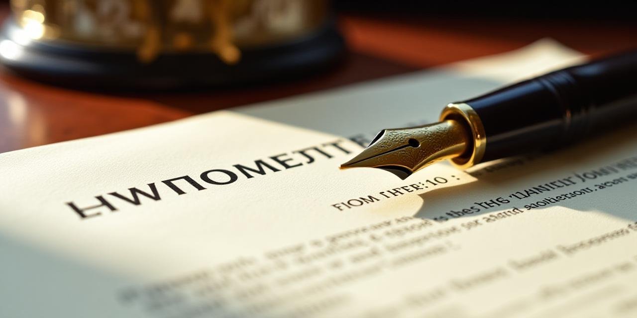 Close-up of a signed financial agreement on a mahogany desk